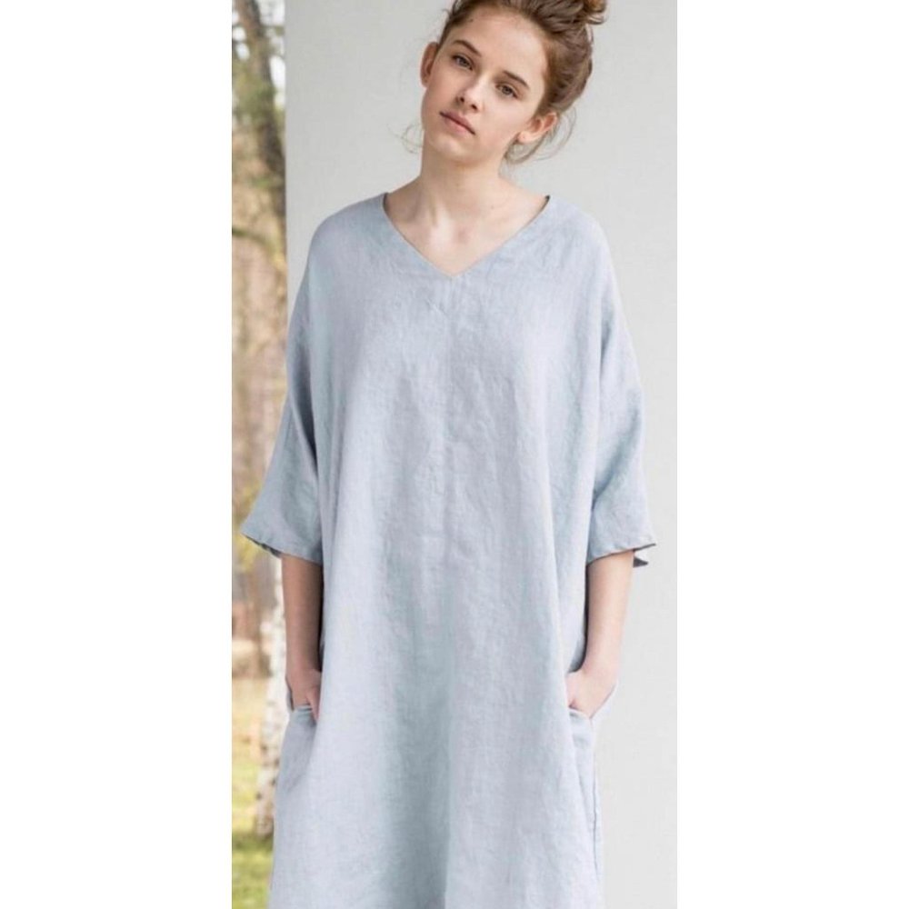New Not Perfect Linen Valencia tunic dress size S/M in ice blue